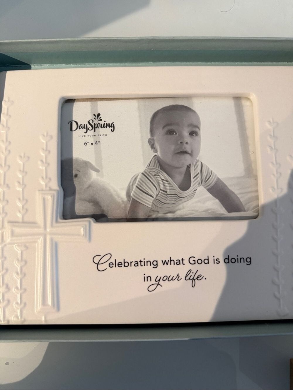 DaySpring White Cross Sentiment Picture Frame
